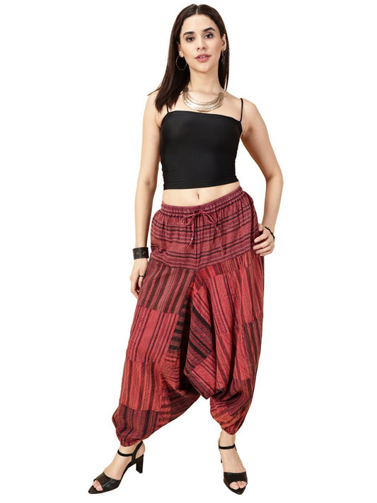 One Size Women's Eco - Friendly Cotton Patchwork Harem Pants | Fits Waist Size 28 to 36 Inches - swadeshsouq.com