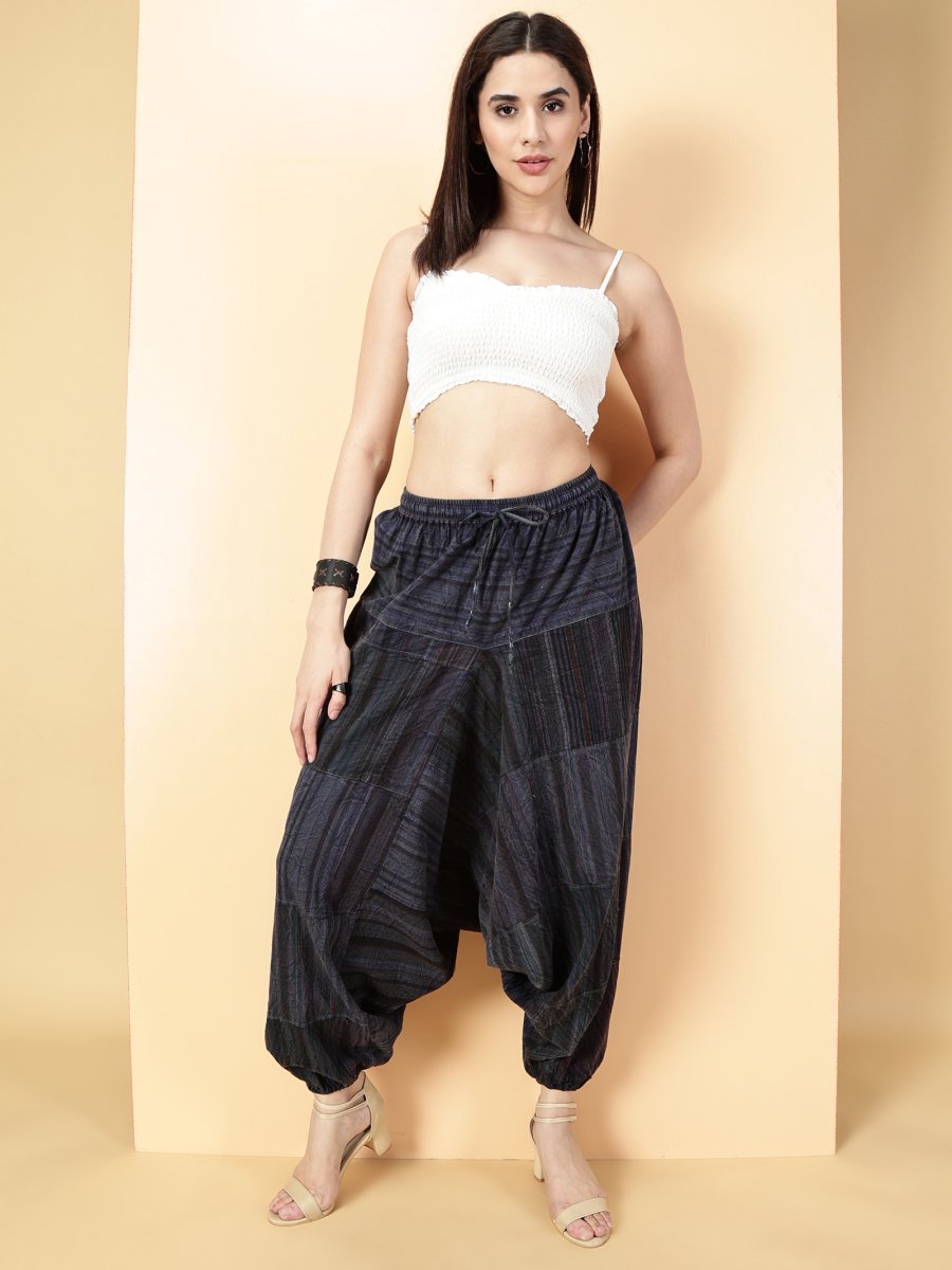 One Size Women's Eco - Friendly Cotton Patchwork Harem Pants | Fits Waist Size 28 to 36 Inches - swadeshsouq.com