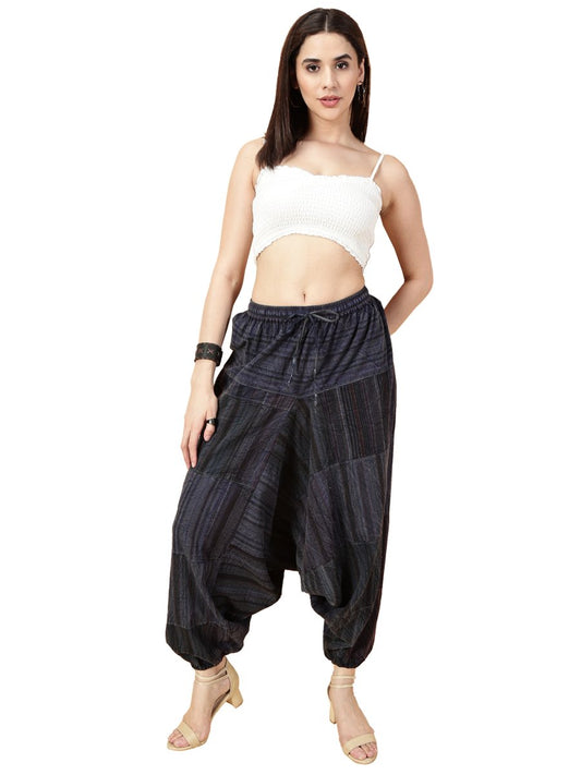 One Size Women's Eco - Friendly Cotton Patchwork Harem Pants | Fits Waist Size 28 to 36 Inches - swadeshsouq.com