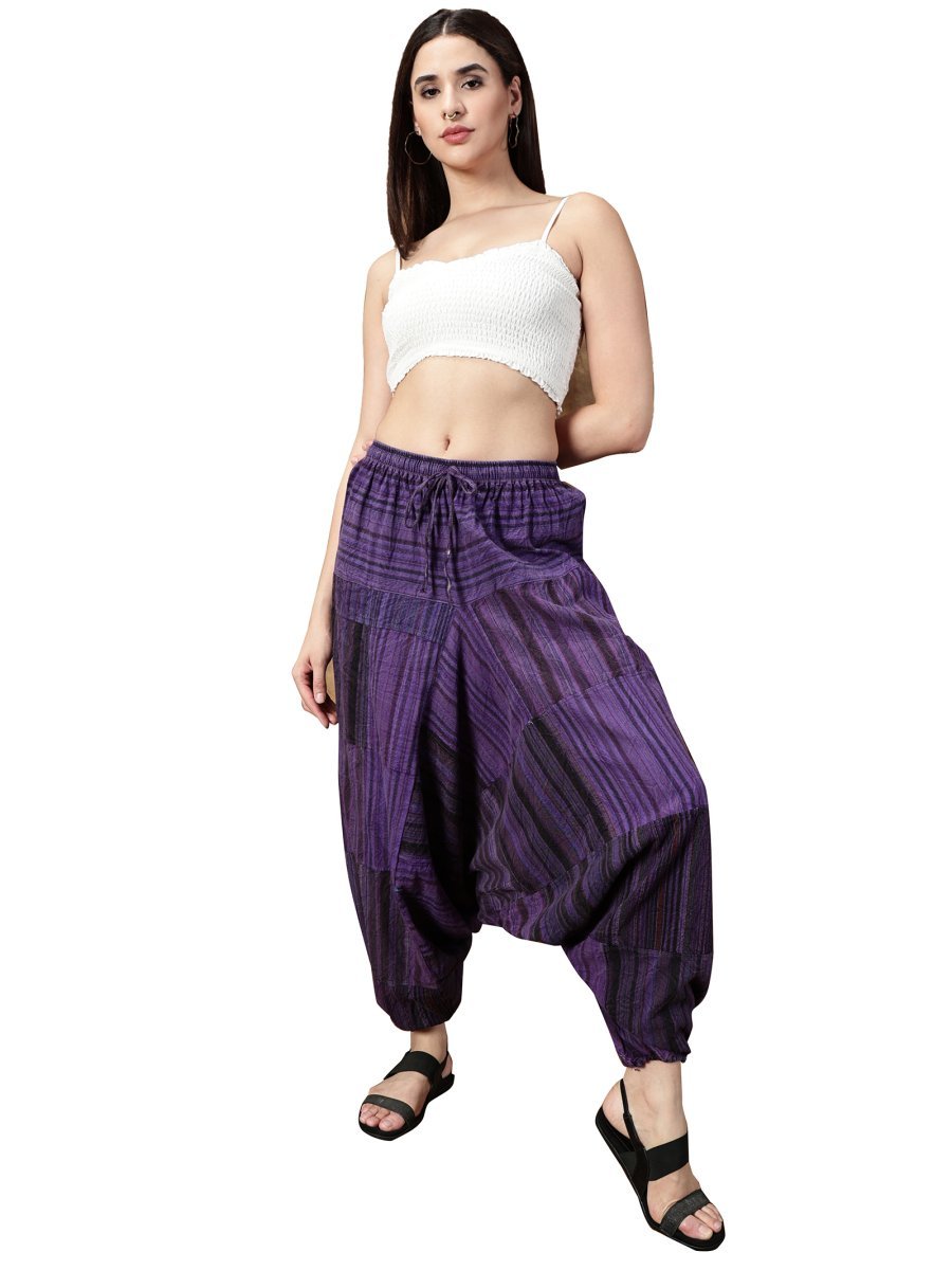 One Size Women's Eco - Friendly Cotton Patchwork Harem Pants | Fits Waist Size 28 to 36 Inches - swadeshsouq.com