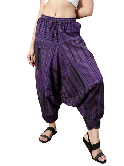 One Size Women's Eco - Friendly Cotton Patchwork Harem Pants | Fits Waist Size 28 to 36 Inches - swadeshsouq.com