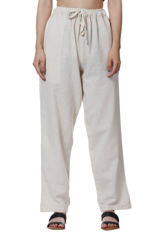 One Size Women's Eco - Friendly Cotton Pyjama | Fits Waist Size 28 to 36 Inches | Cream - swadeshsouq.com