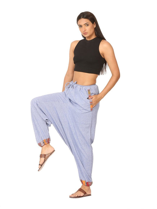 One Size Women's Eco - Friendly Cotton Tribal Harem Pants | Fits Waist Size 28 to 36 Inches | Lavender - swadeshsouq.com