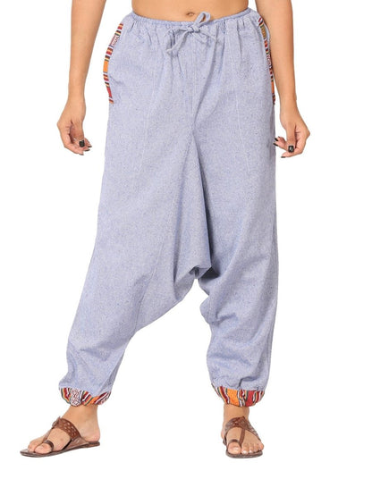 One Size Women's Eco - Friendly Cotton Tribal Harem Pants | Fits Waist Size 28 to 36 Inches | Lavender - swadeshsouq.com