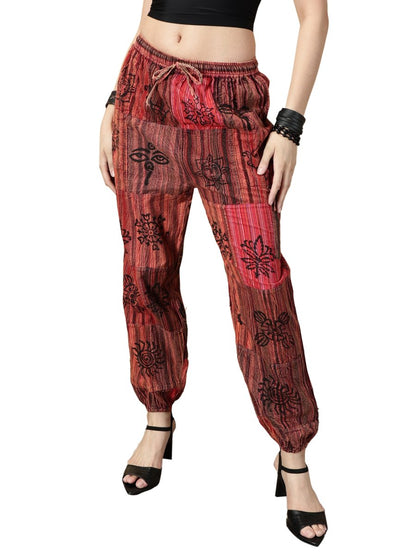 One Size Women's Patchwork Yoga Boho Harem Pants | Fits Waist Size 28 to 36 Inches - swadeshsouq.com