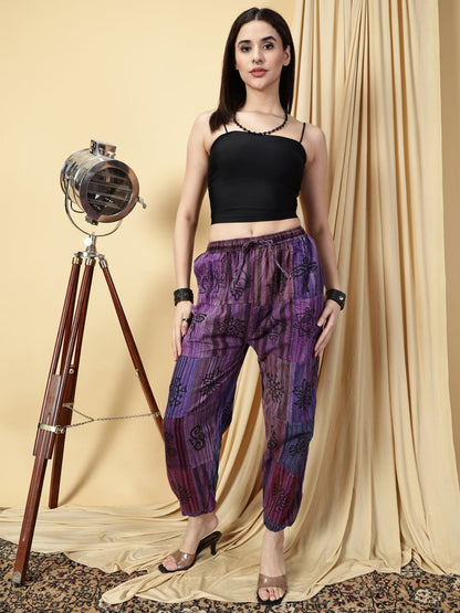 One Size Women's Patchwork Yoga Boho Harem Pants | Fits Waist Size 28 to 36 Inches - swadeshsouq.com