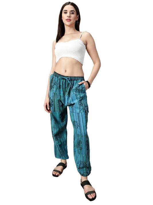 One Size Women's Patchwork Yoga Boho Harem Pants | Fits Waist Size 28 to 36 Inches - swadeshsouq.com