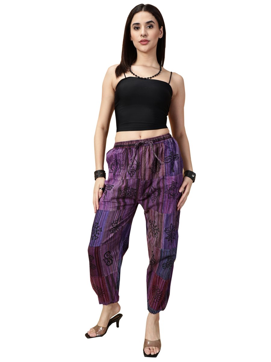 One Size Women's Patchwork Yoga Boho Harem Pants | Fits Waist Size 28 to 36 Inches - swadeshsouq.com