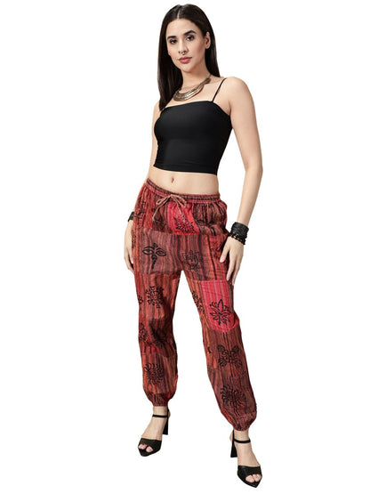 One Size Women's Patchwork Yoga Boho Harem Pants | Fits Waist Size 28 to 36 Inches - swadeshsouq.com