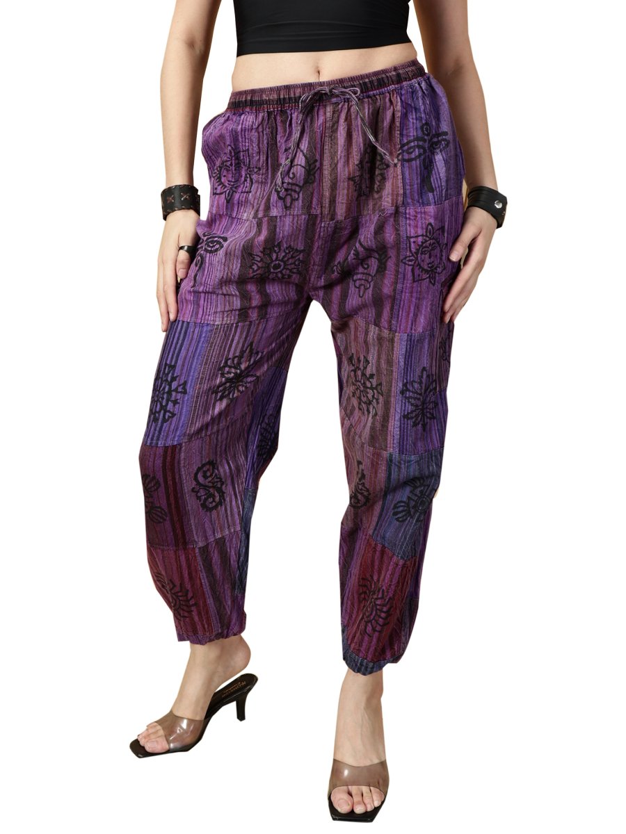 One Size Women's Patchwork Yoga Boho Harem Pants | Fits Waist Size 28 to 36 Inches - swadeshsouq.com