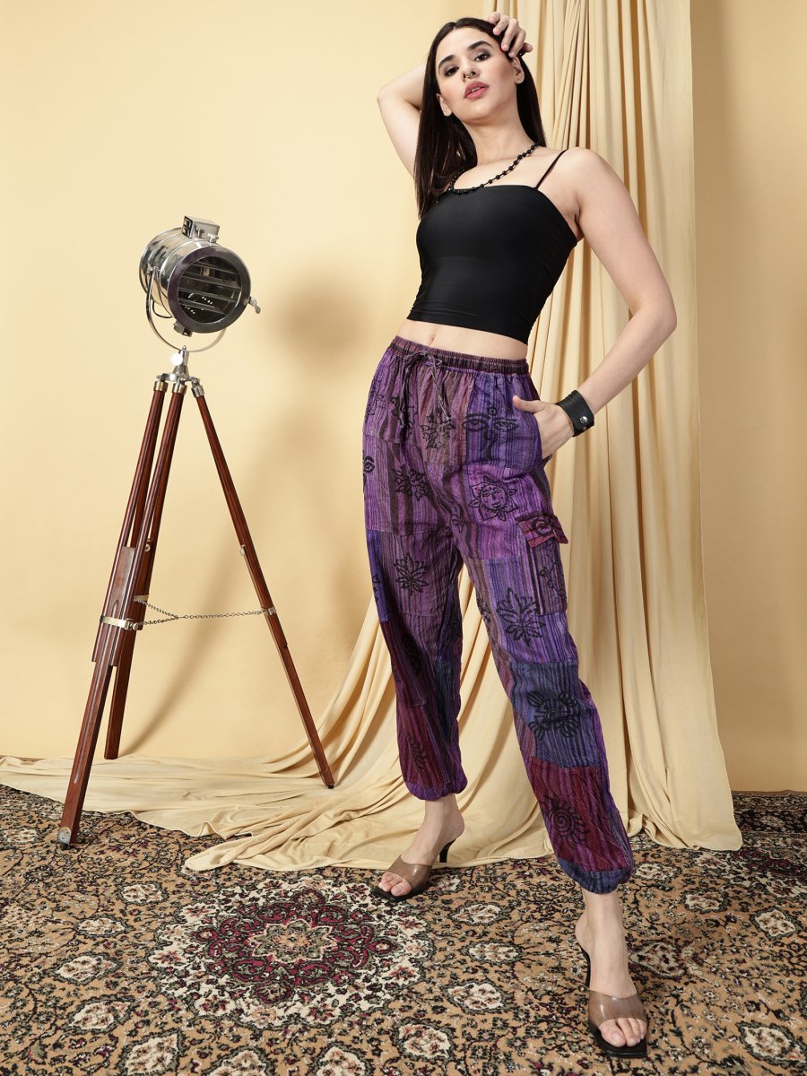 One Size Women's Patchwork Yoga Boho Harem Pants | Fits Waist Size 28 to 36 Inches - swadeshsouq.com