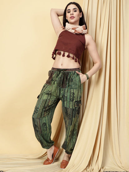 One Size Women's Patchwork Yoga Boho Harem Pants | Fits Waist Size 28 to 36 Inches - swadeshsouq.com