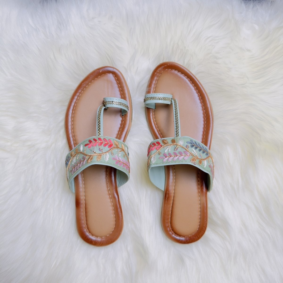 Pastel Hand - Embroidered Sandals – Graceful Elegance with Every Step - swadeshsouq.com