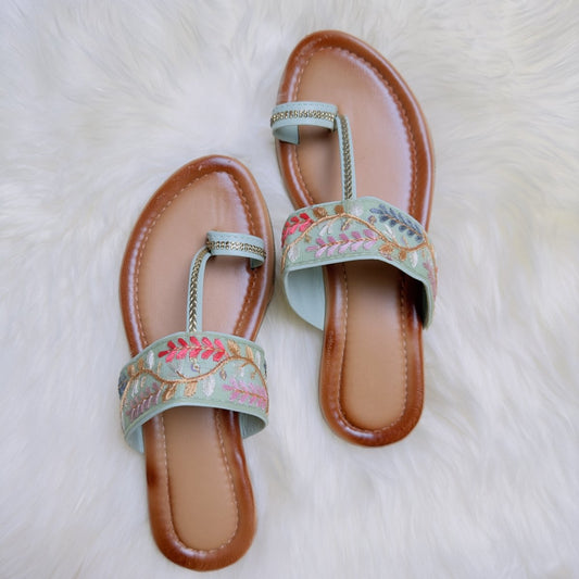 Pastel Hand - Embroidered Sandals – Graceful Elegance with Every Step - swadeshsouq.com