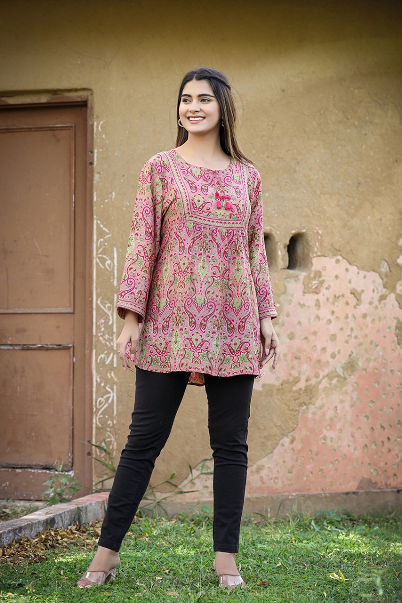 Peach Blossom Printed Top - swadeshsouq.com