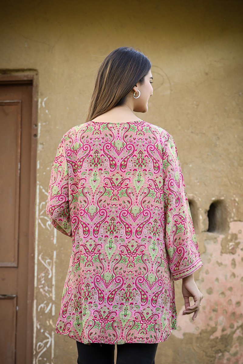 Peach Blossom Printed Top - swadeshsouq.com