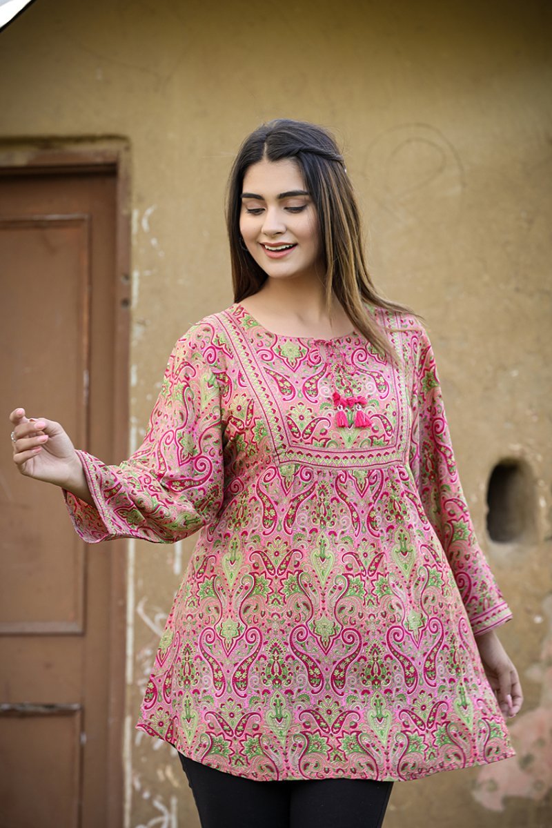 Peach Blossom Printed Top - swadeshsouq.com