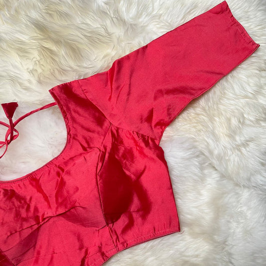 peach Silk Long - Sleeve Blouse – Perfect Fit (32 to 38) – Bold & Elegant - swadeshsouq.com