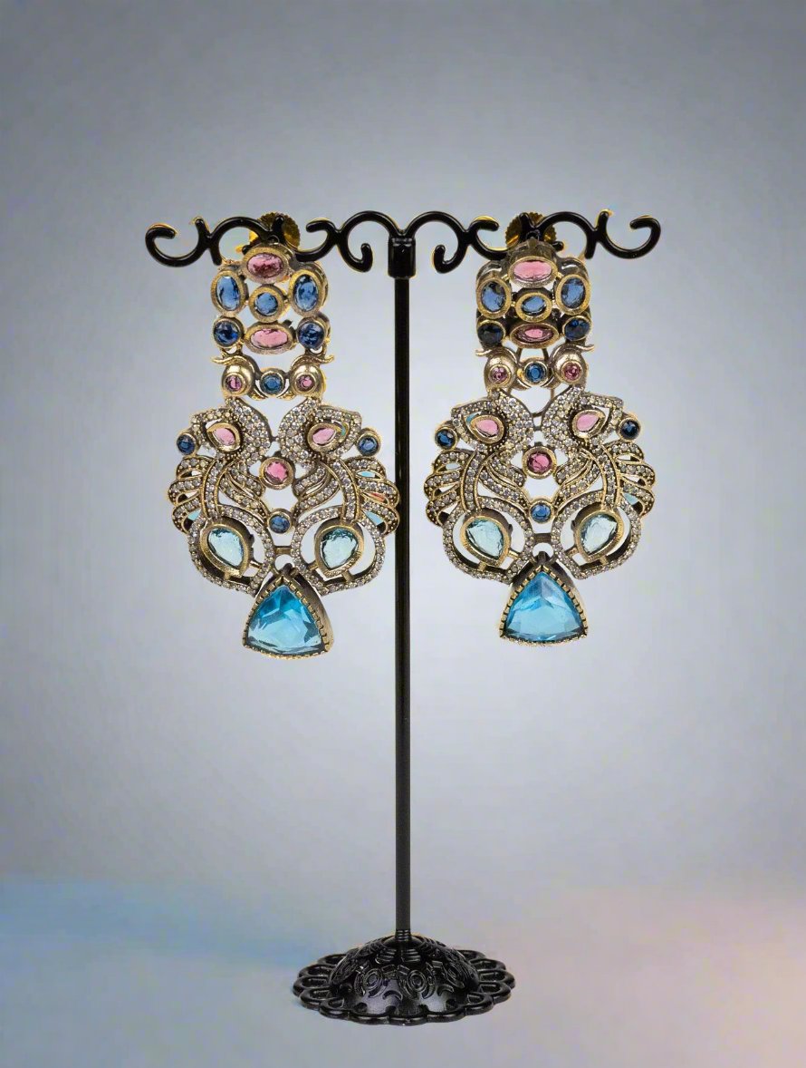 Aqua Plume Cubic Zirconia Earrings – Vibrant Fashion Flair