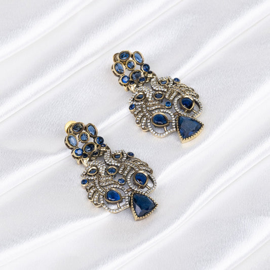 Sapphire Plume Cubic Zirconia Earrings – Bold Fashion Elegance