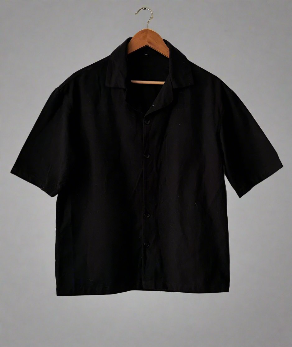 Pure Cotton Casual Shirt | Black - swadeshsouq.com