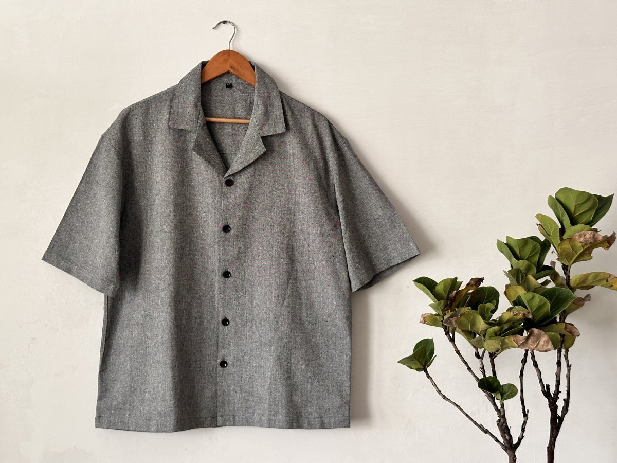 Pure Cotton Casual Shirt | Dark Gray - swadeshsouq.com