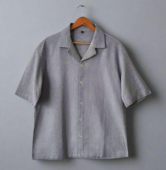 Pure Cotton Casual Shirt | Light Grey - swadeshsouq.com