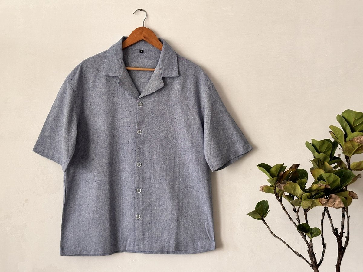 Pure Cotton Casual Shirt | Light Grey - swadeshsouq.com