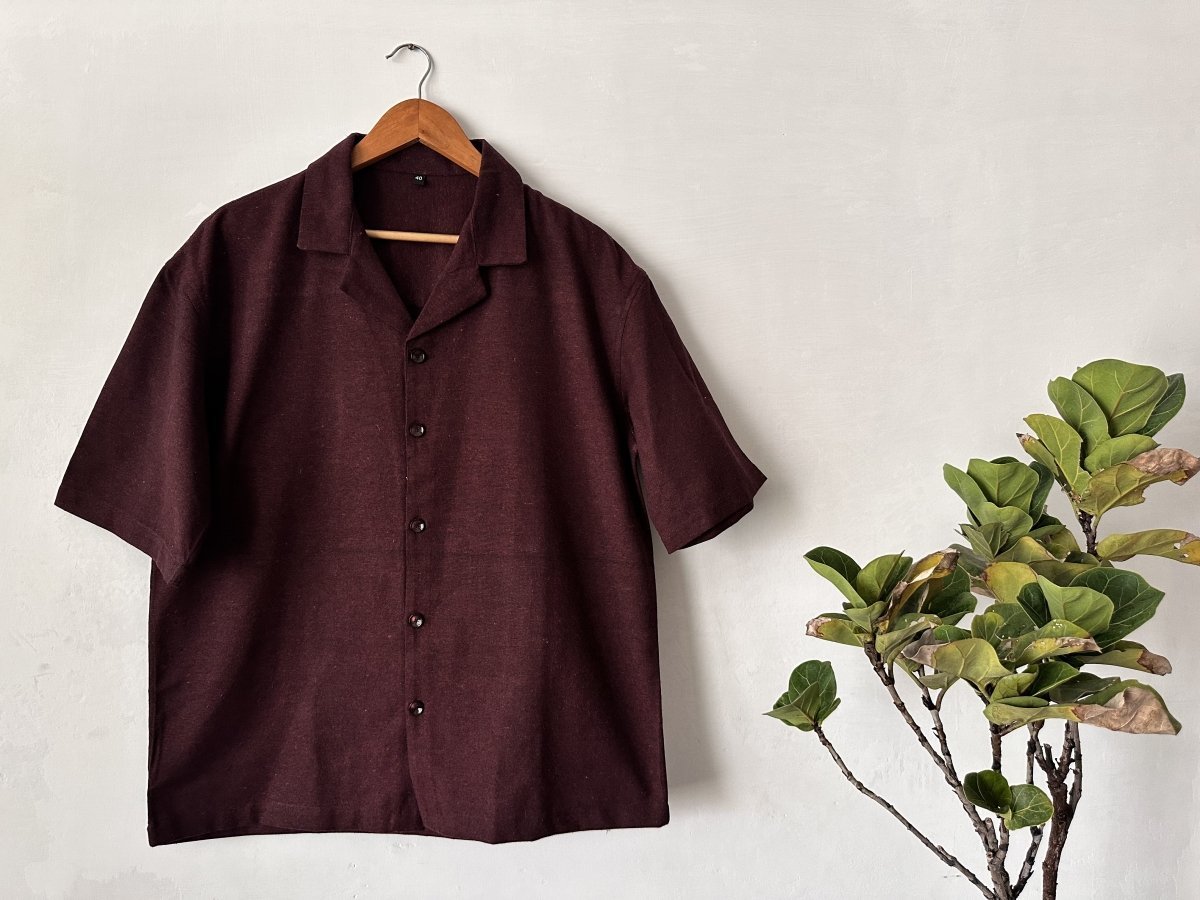 Pure Cotton Casual Shirt | Maroon - swadeshsouq.com