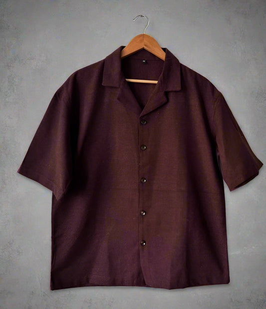 Pure Cotton Casual Shirt | Maroon - swadeshsouq.com