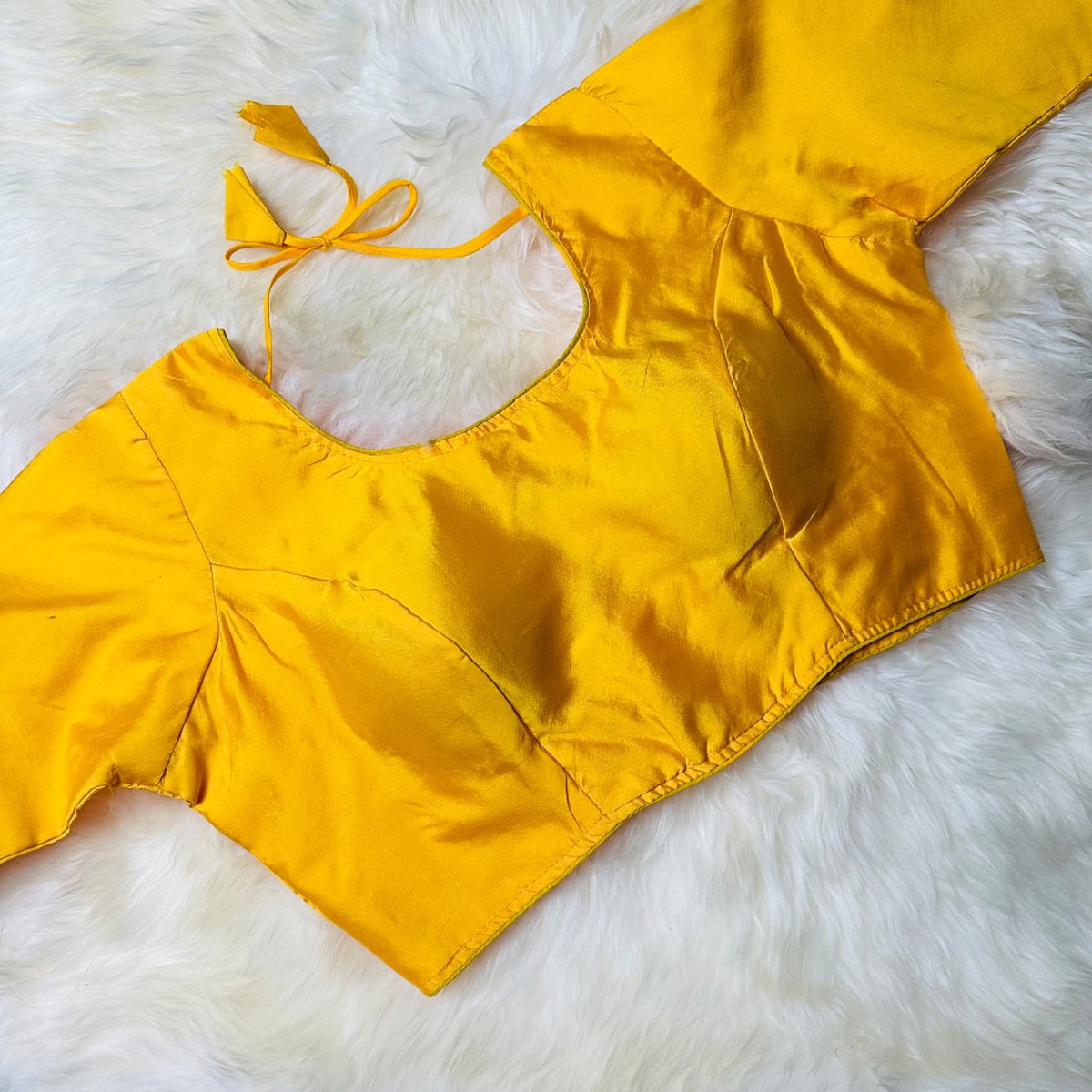 Radiant Yellow Silk Long - Sleeve Blouse – Perfect Fit (32 to 38) – Bright & Joyful - swadeshsouq.com