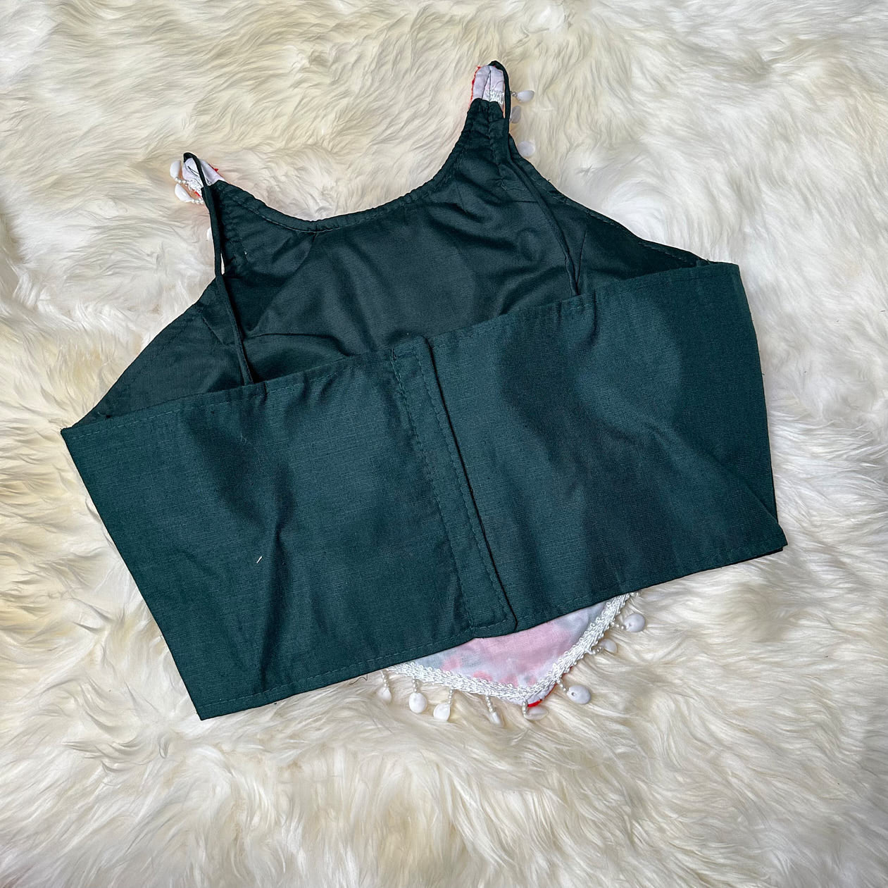 Festive Green Dandiya Pure Cotton Blouse – Sleeveless, Size 32-40