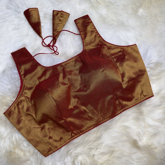 Red Gold Tissue Blouse - swadeshsouq.com