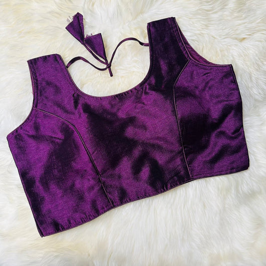 Regal Purple Silk Blouse – Plus Size Perfect Fit (38 to 44) – Royal Elegance - swadeshsouq.com