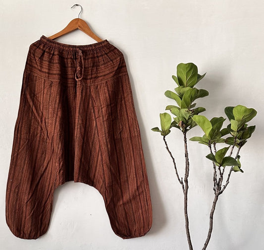 Rust Brown Harem Pants | Premium Pure Cotton with Relaxed Fit - swadeshsouq.com