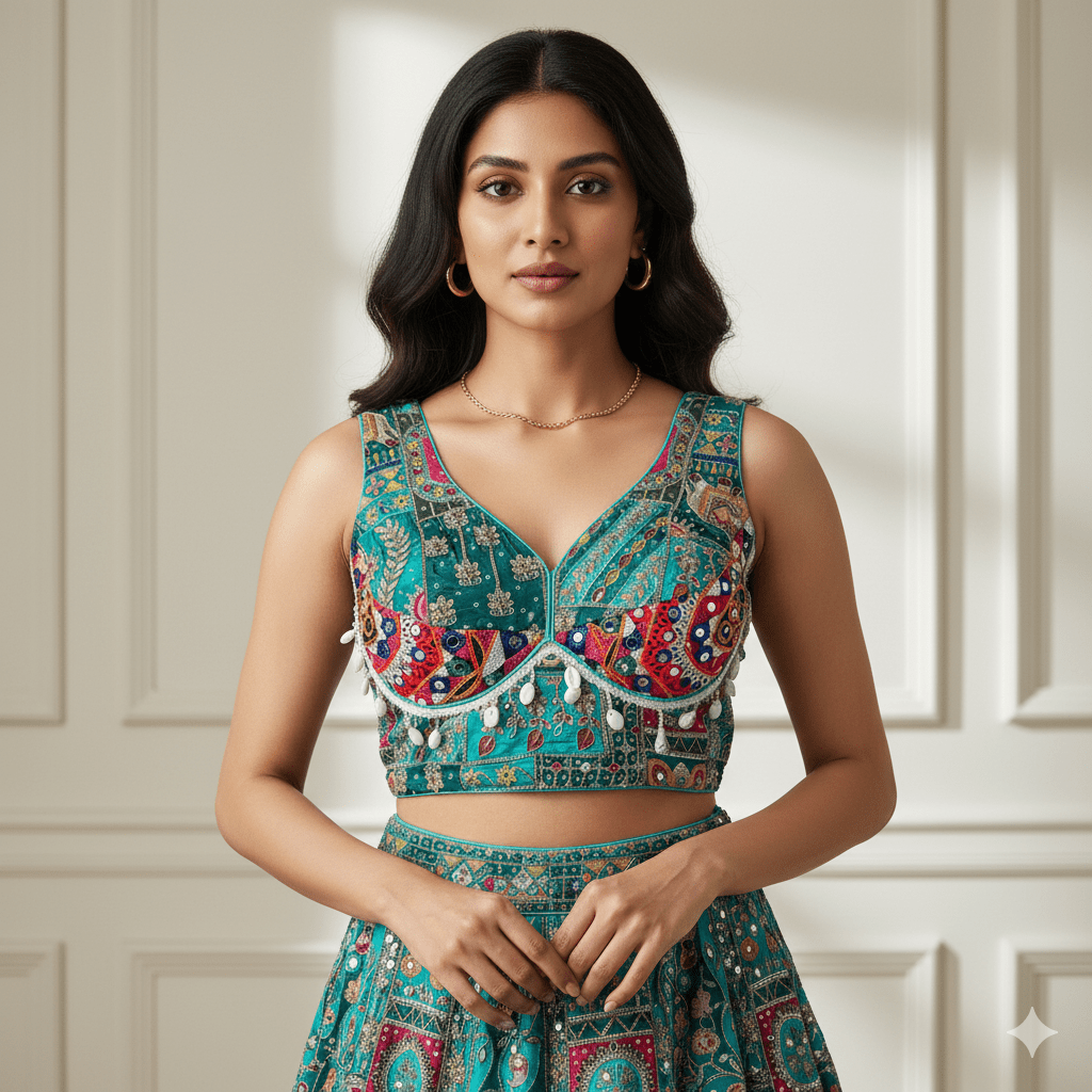 The Coastal Dandiya Blouse: A Bohemian Dream - swadeshsouq.com