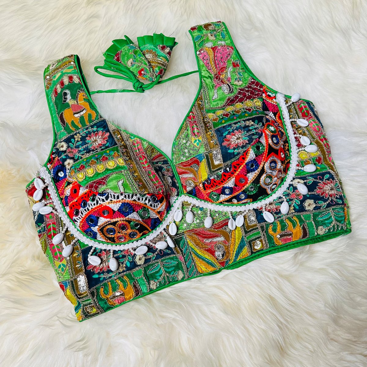 The Radiant Parrot Blouse: A Splash of Festivity - swadeshsouq.com