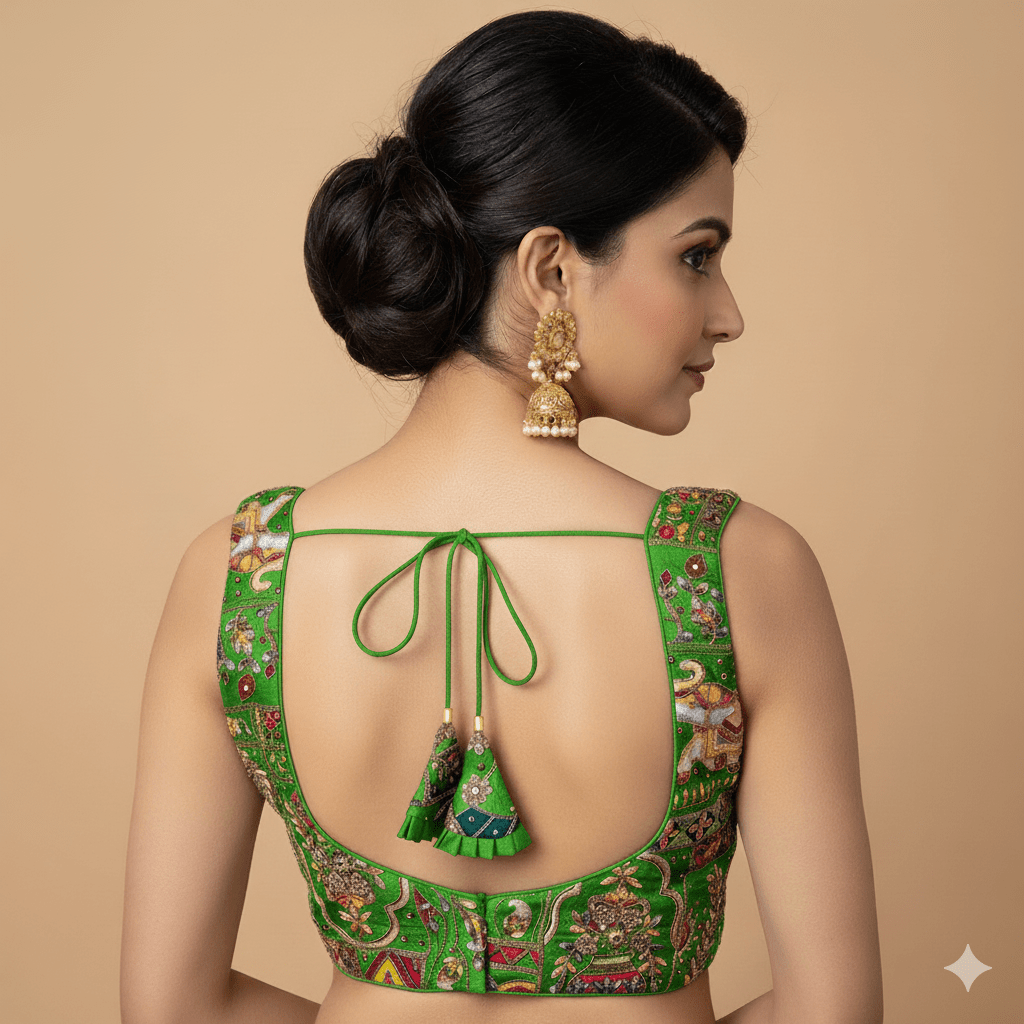 The Radiant Parrot Blouse: A Splash of Festivity - swadeshsouq.com