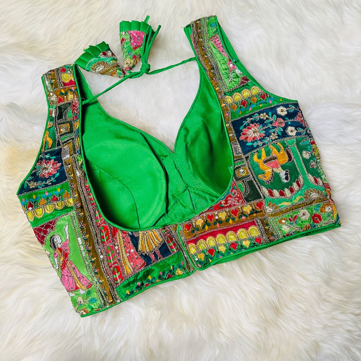 The Radiant Parrot Blouse: A Splash of Festivity - swadeshsouq.com