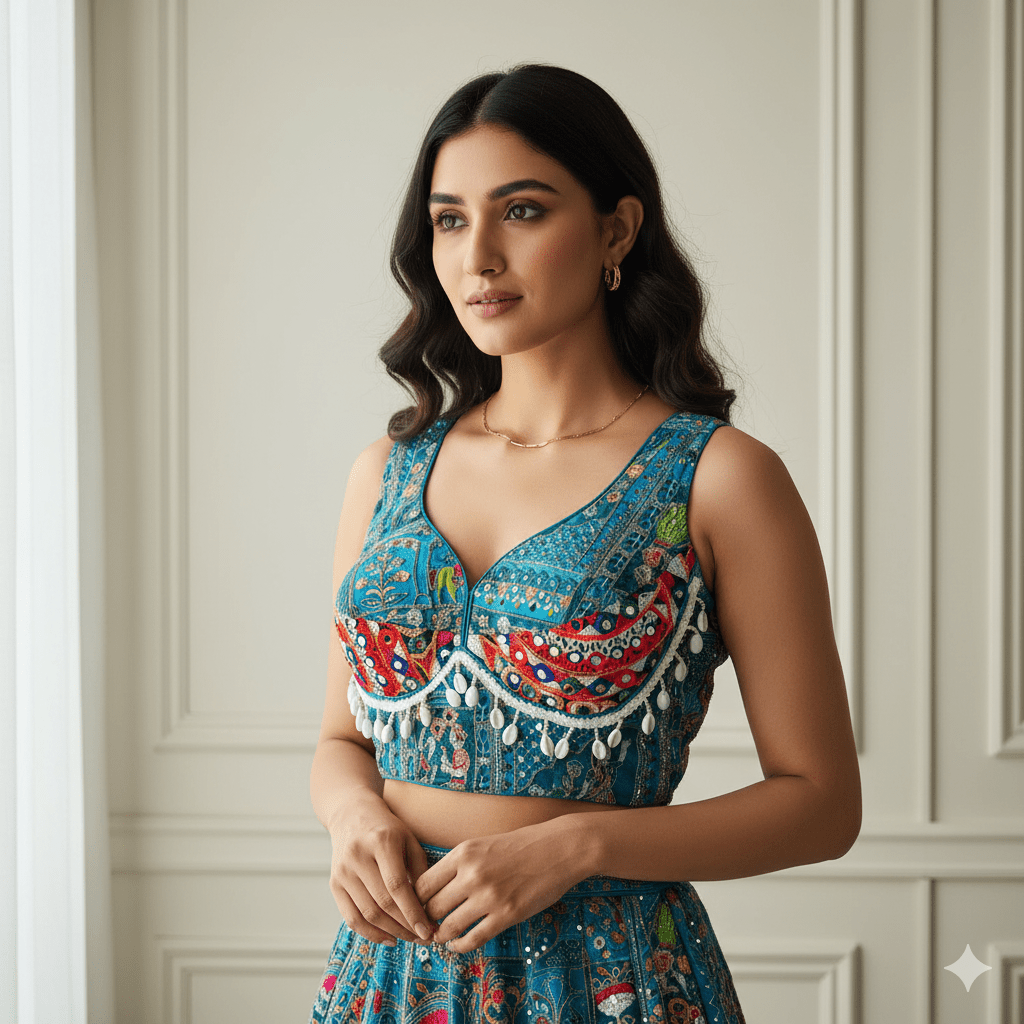 The Teal Treasure Blouse: A Bohemian Jewel - swadeshsouq.com