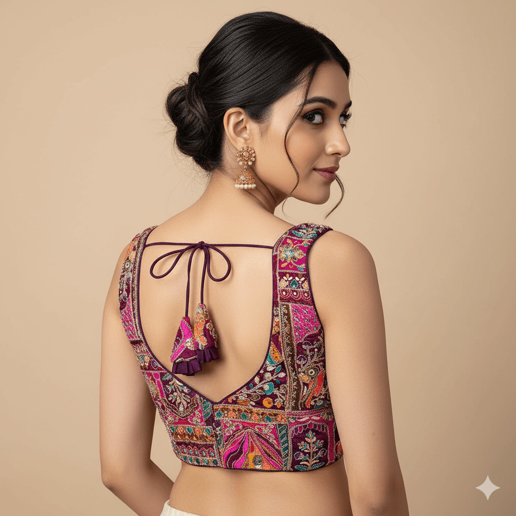 The Wine Blossom Blouse: A Rajasthani Dream - swadeshsouq.com