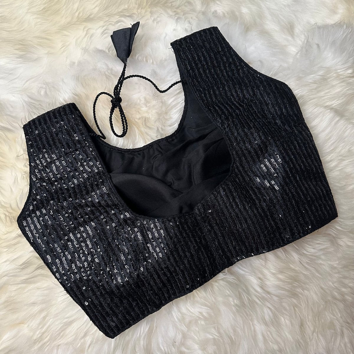 Timeless Black Designer Blouse with All - Over Sequins – Perfect for Party Wear - swadeshsouq.com