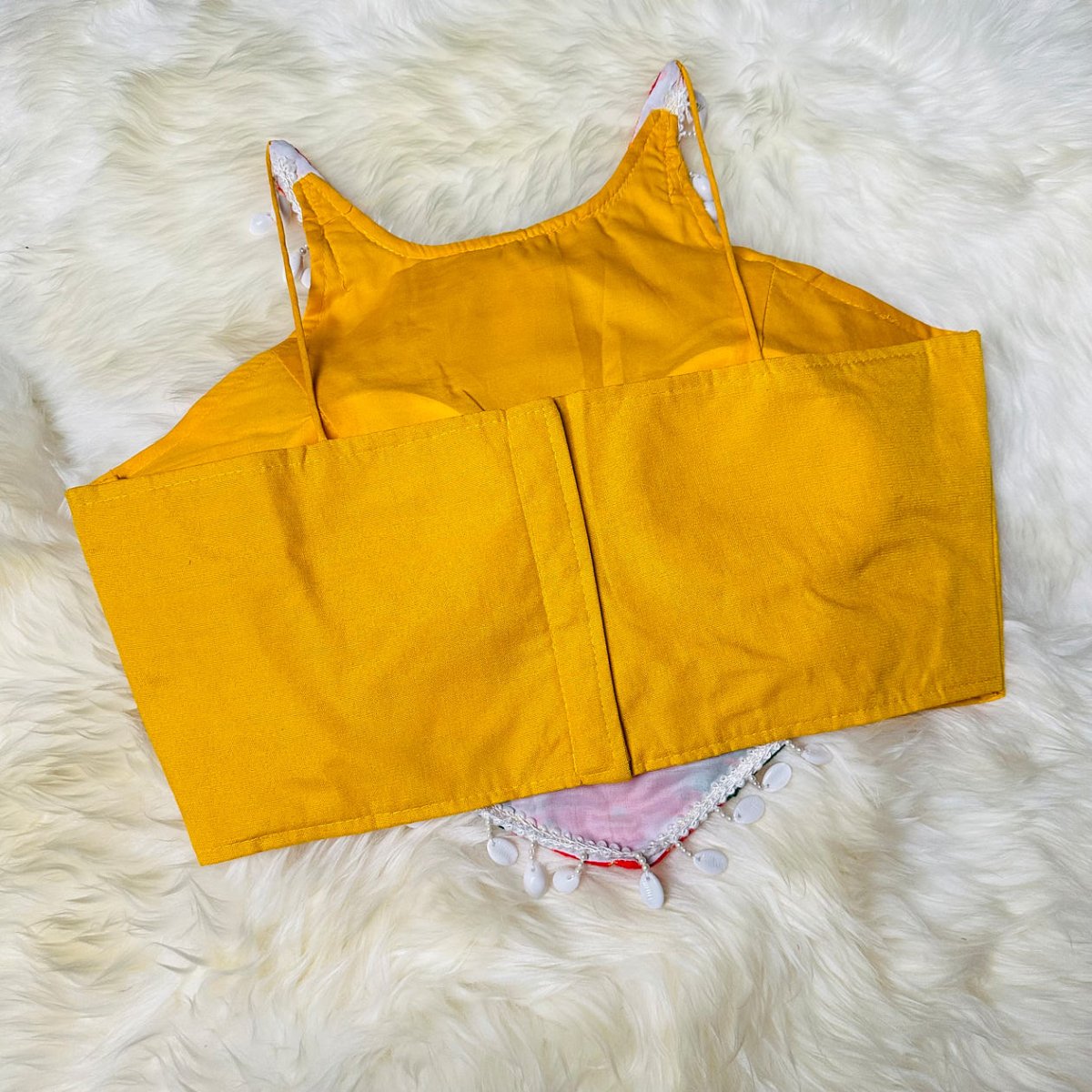 Vibrant Sunshine Yellow Dandiya Blouse in Pure Cotton – Sleeveless, Size 32 - 40 - swadeshsouq.com