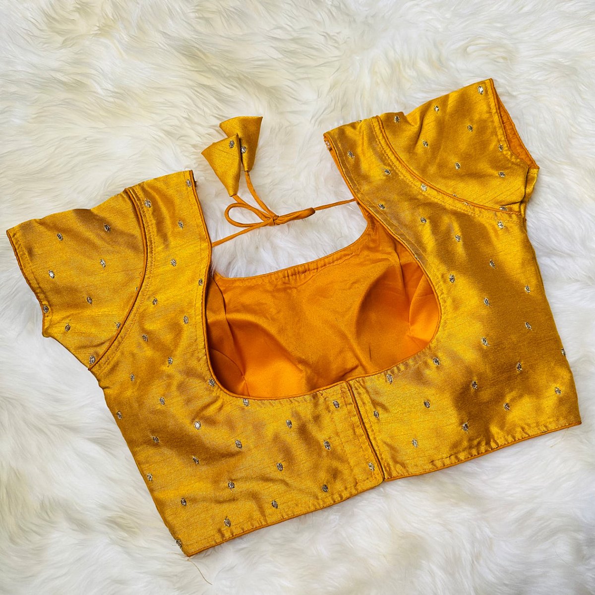 Yellow Silk Blouse with Zari Embroidery (Size 32–38) - swadeshsouq.com