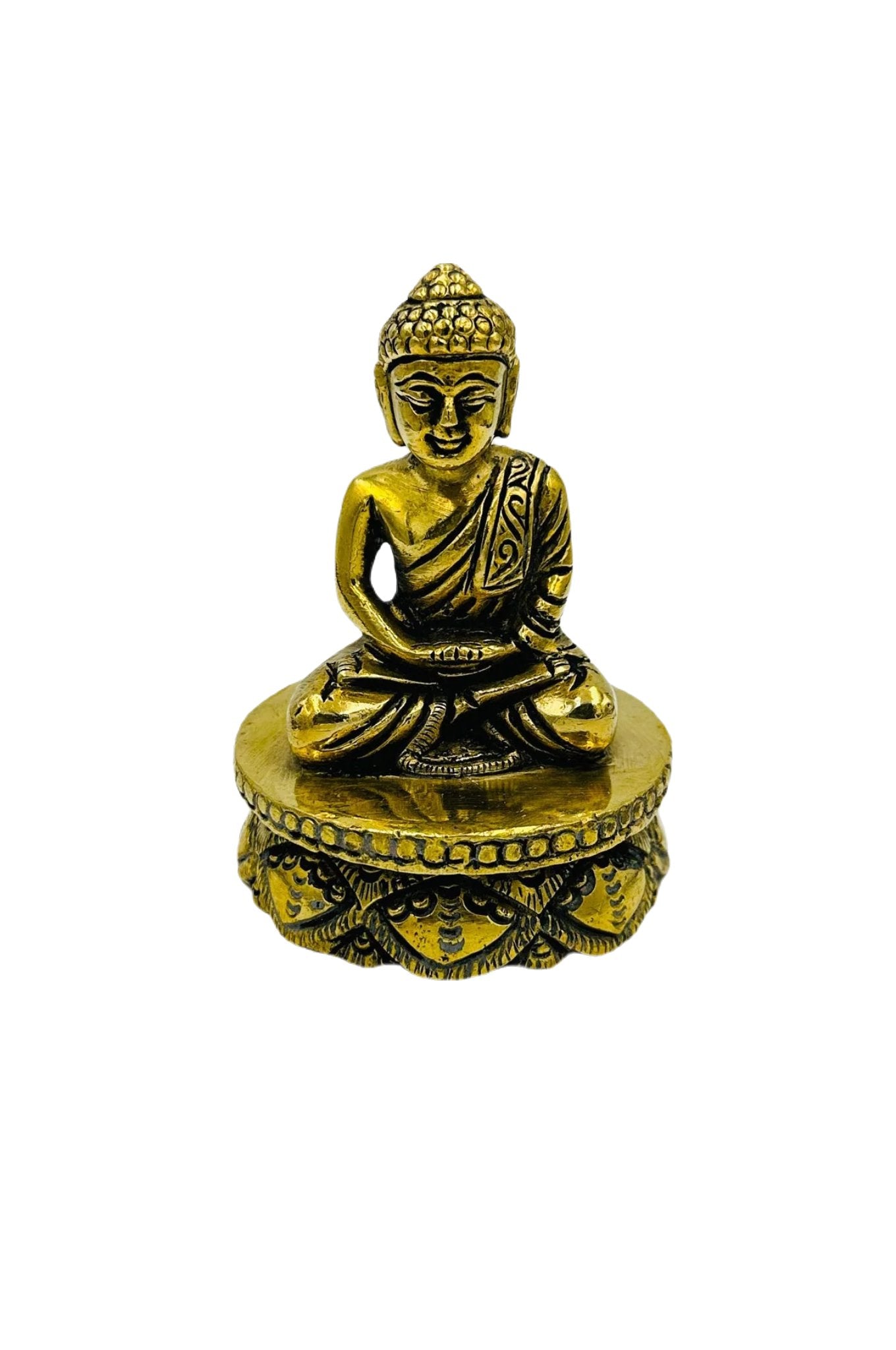 Antique Brass Buddha Idol - swadeshsouq.com