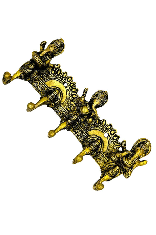 Antique Brass Dancing Ganesh Cloth Hanger - swadeshsouq.com