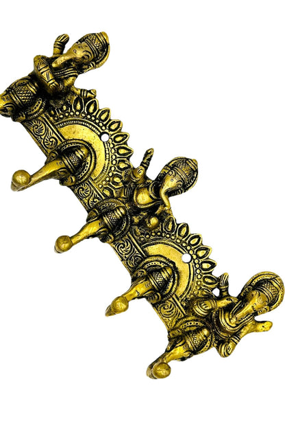 Antique Brass Dancing Ganesh Cloth Hanger - swadeshsouq.com