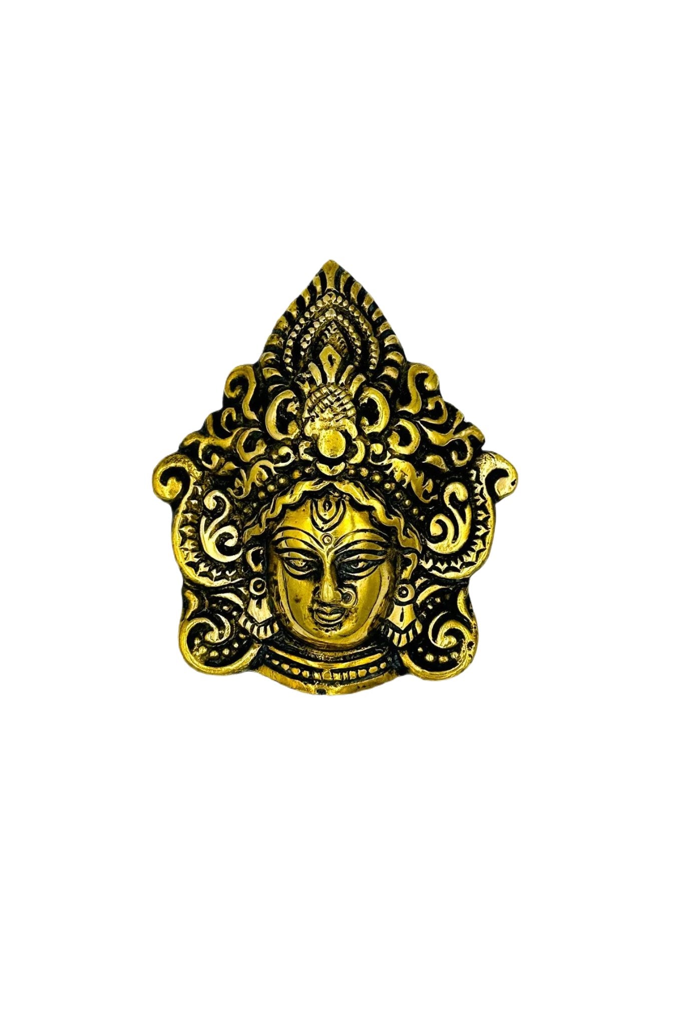 Antique Brass Durga Ma Face – A Majestic Symbol of Empowerment - swadeshsouq.com