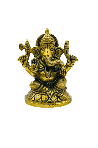 Antique Brass Ganesh Idol - swadeshsouq.com