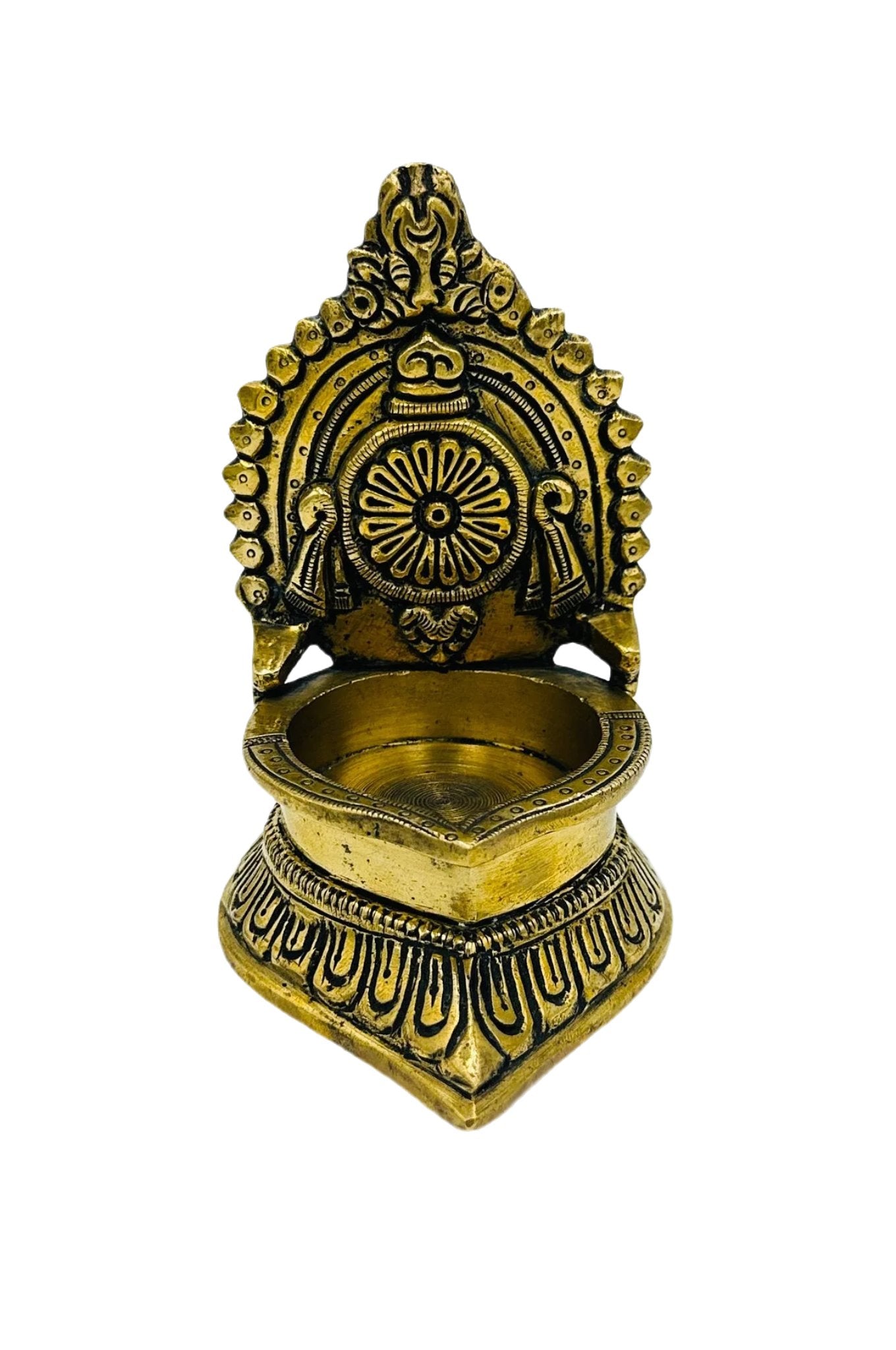 Antique Brass Shanku Chakram Diya - swadeshsouq.com